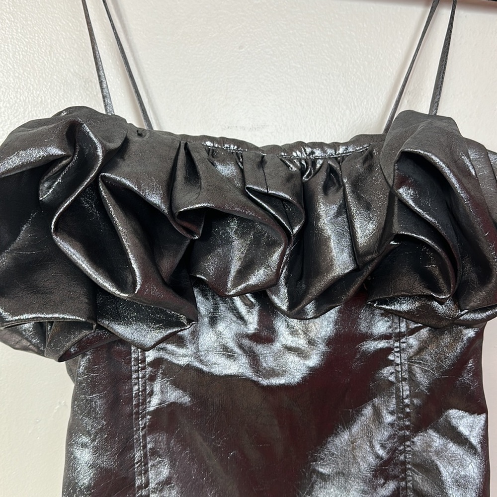 Zara Metallic Silver Ruffle Mini Dress - Picture 10 of 13